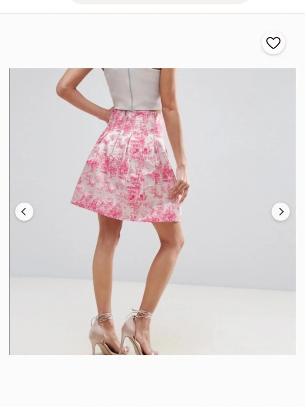 ASOS Pink Toile Jacquard Pleated Mini Skirt NWT Romantic Coquette Preppy Size 10